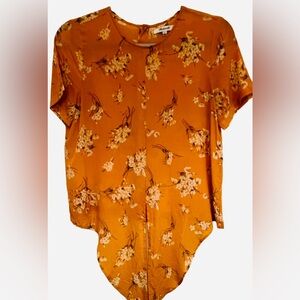Madewell Orange Asymmetrical Blouse with Peter Pan Collar
